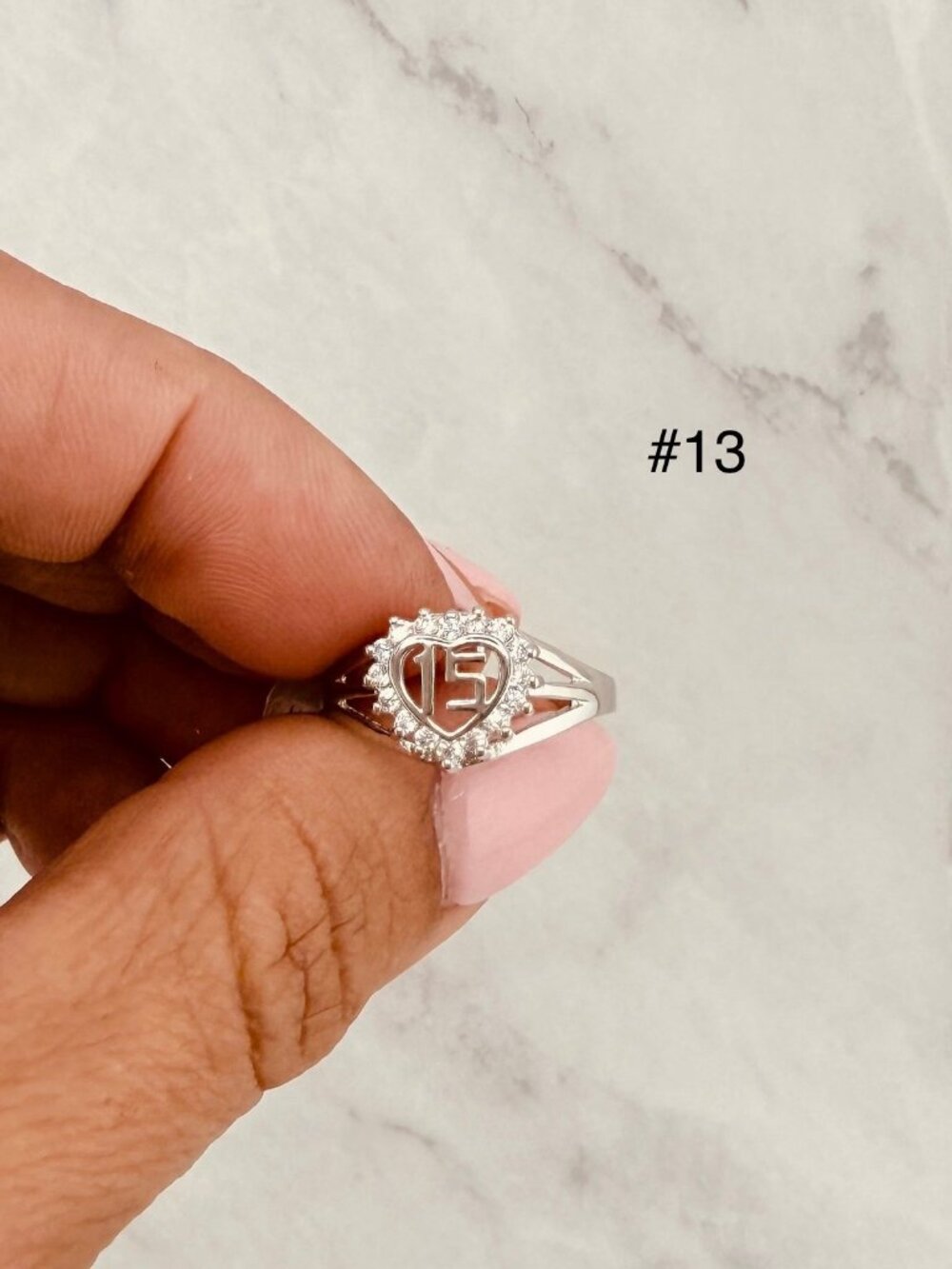 925 Sterling Silver heart Ring – Sweet 15 / Quinceañera Size 8